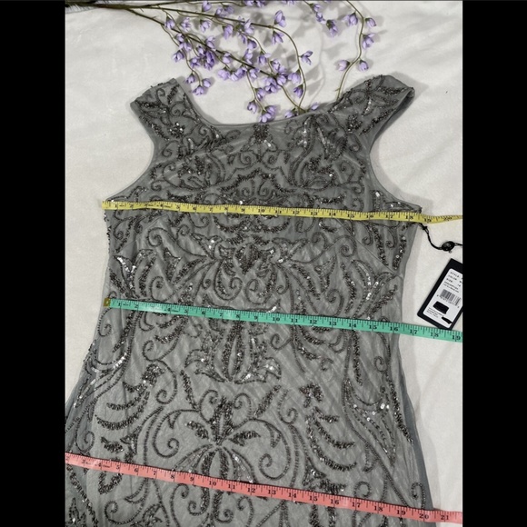 NWT Adrianna Papell Beaded‎ Embellished Mermaid Gown in Blue Mist [SZ 16 ] - Picture 2 of 10